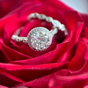 2ct Moissanite Engagement Ring Set